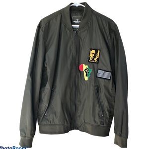 Army Green Custom Bomber Jacket Patches